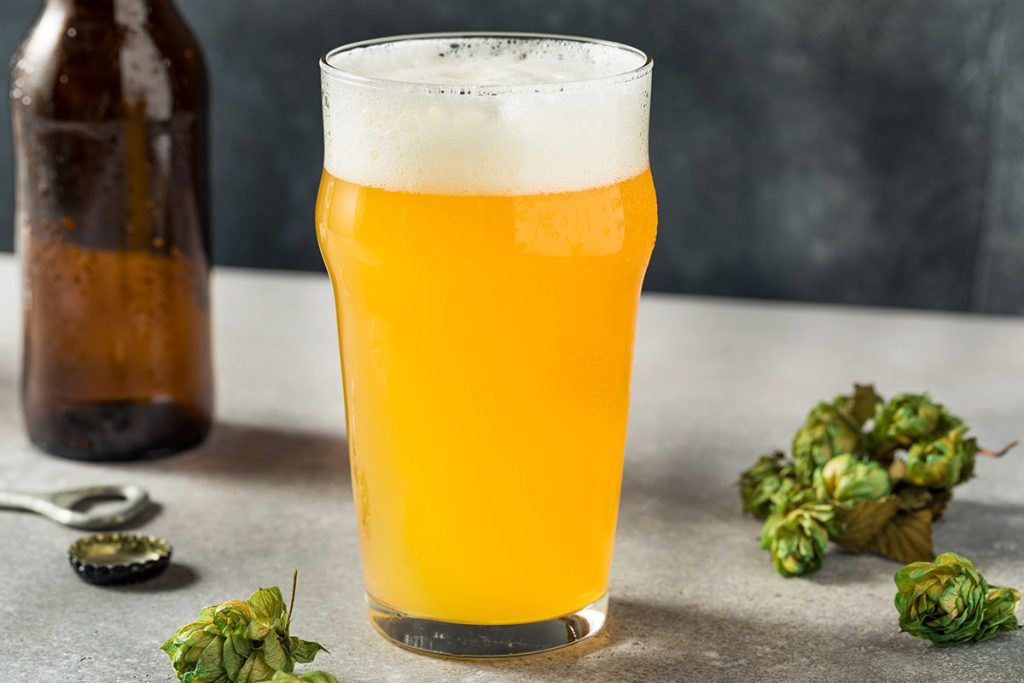 Hazy IPA beer on a table